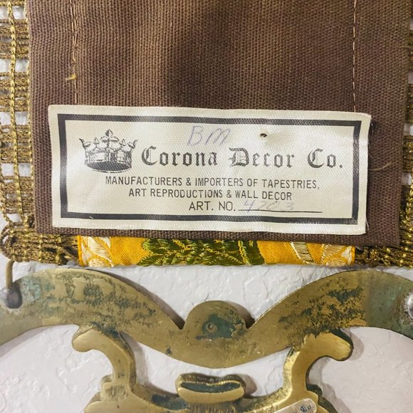 Antique Corona River Co. Art Deco Brass/Metal Hardware Hand Embroidered Tapestry - Picture 10 of 13